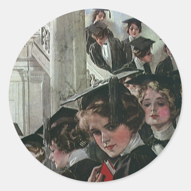 Sticker Rond Remise des diplômes vintage, cérémonie de fin d'ét (Devant)