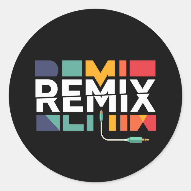 Sticker Rond Remix Audio | Graphisme Géométrique Rétro Musique  (Devant)