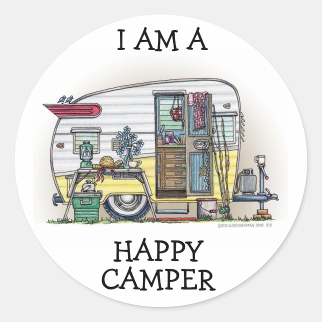 Sticker Rond Remorque Camper Shasta RV (Devant)