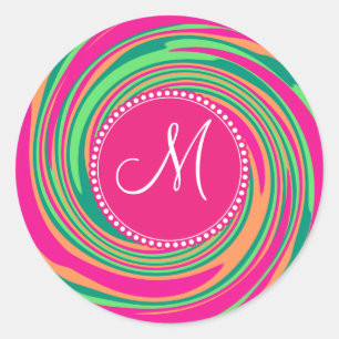 Sticker Rond Remous de corail de tourbillon de vert de roses