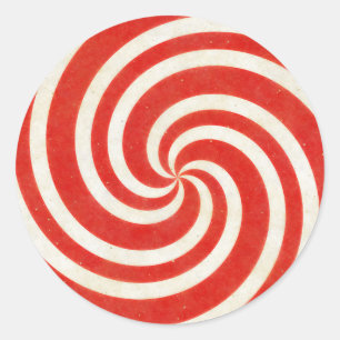 Sticker Rond Remous vertigineux rouge et blanc de sucrerie