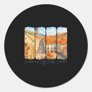 Sticker Rond Remparts de la ville de Dubrovnik Croatie Voyage C