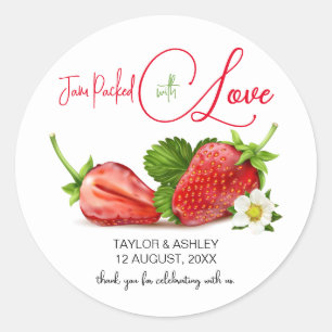 Sticker Rond Rempli d'amour Fraise   Mariage
