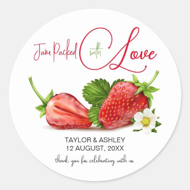 Sticker Rond Rempli d'amour Fraise | Mariage (Devant)