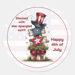 Sticker Rond Rempli d'esprit étoilé du 4 juillet 