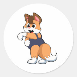 Sticker Rond Renard à la natation avec maillot de bain