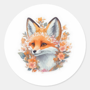 Sticker Rond Renard adorable