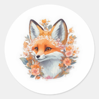 Sticker Rond Renard adorable