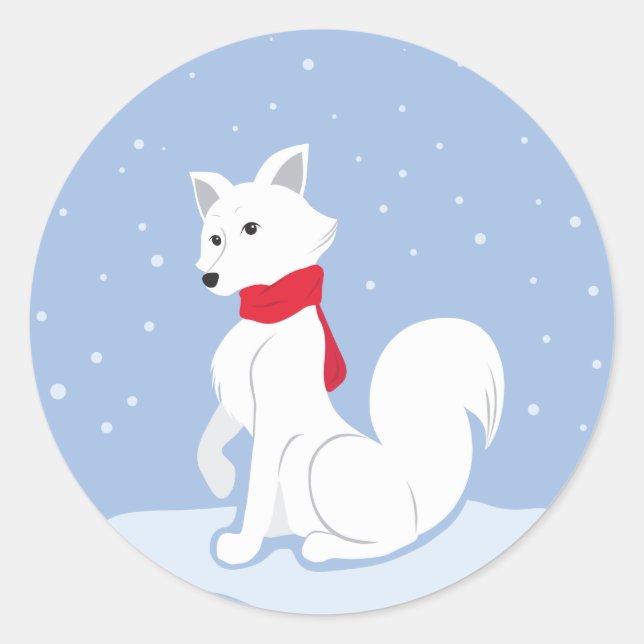 Sticker Rond Renard arctique (Devant)