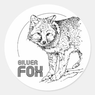 STICKER ROND RENARD ARGENTÉ VINTAGE