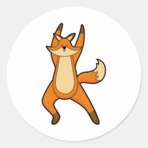 Sticker Rond Renard au Yoga Exercice d'étirement