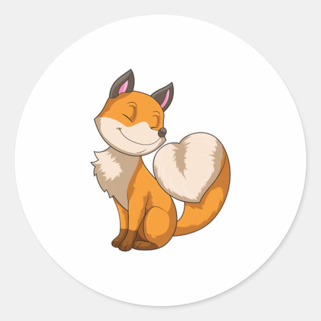 Sticker Rond Renard avec coeur (Devant)