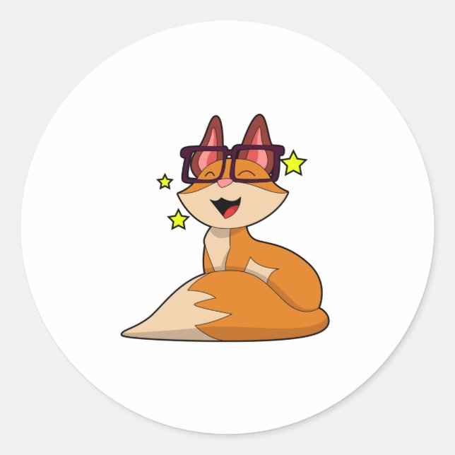 Sticker Rond Renard avec lunettes (Devant)