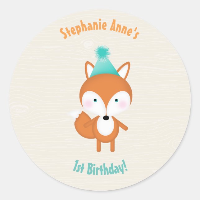 Sticker Rond Renard boisé avec ballons (Devant)