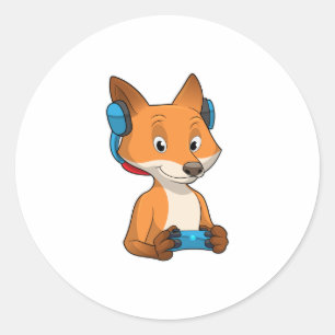 Sticker Rond Renard comme joueur avec Joystick