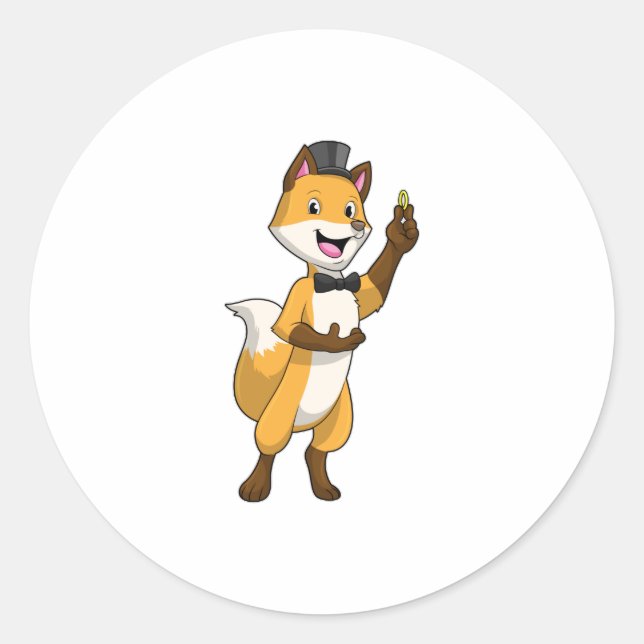 Sticker Rond Renard comme marié avec alliance (Devant)