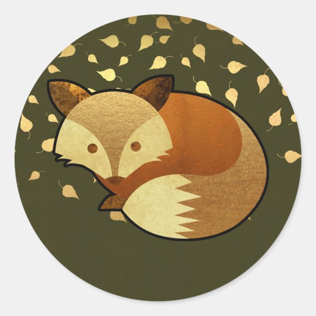 Sticker Rond Renard d'automne mignon (Devant)