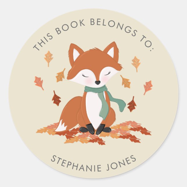 Sticker Rond Renard d'automne Woodland Anniversaire Ce livre ap (Devant)