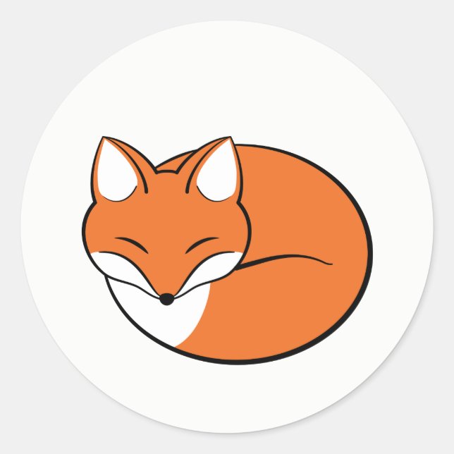 Sticker Rond Renard de dessin dormant (Devant)