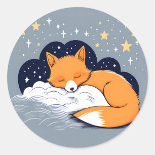 Sticker Rond Renard endormi étoile