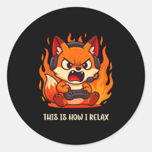 Sticker Rond Renard Kitsune de Gamer En colère C'est ainsi que