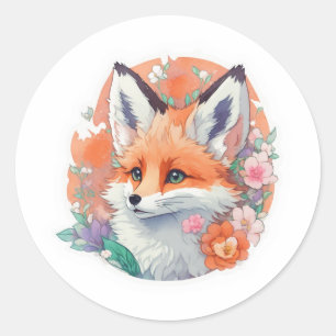Sticker Rond Renard lunaire