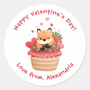 Sticker Rond Renard mignon dans un cupcake personnalisé pour la