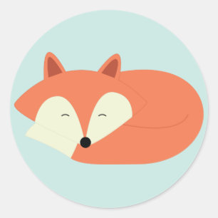 Sticker Rond Renard rouge endormi
