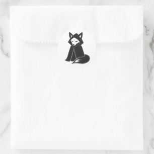 Sticker Rond Renard sous cape – Animal mystérieux sur