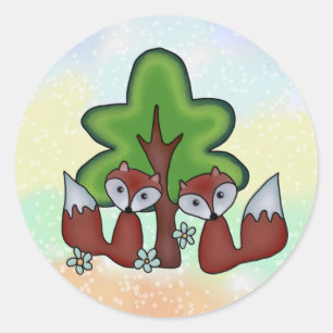 Sticker Rond Renards