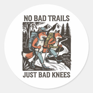 Sticker Rond Renards drôles de randonnée Pas de mauvaises piste