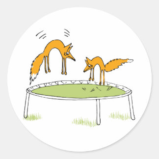 Sticker Rond Renards sur Trampoline
