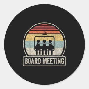 Sticker Rond Rencontre de snowboard rétro vintage Vacances de s