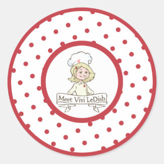 Sticker Rond Rencontrez l'autocollant Vivi LeDish Polka Dot