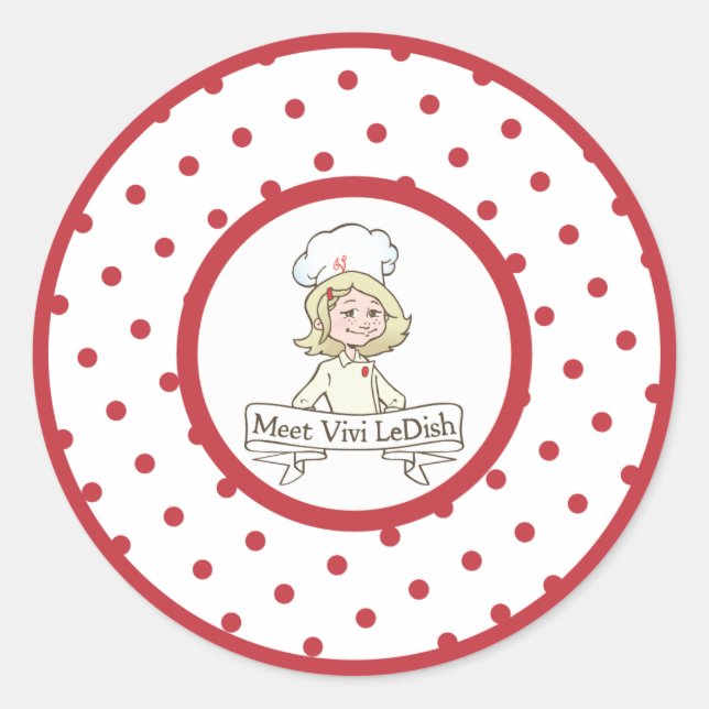 Sticker Rond Rencontrez l'autocollant Vivi LeDish Polka Dot (Devant)