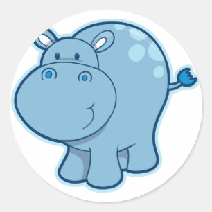 Sticker Rond Rencontrez l'Hippo Bleu !
