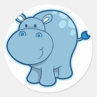 Sticker Rond Rencontrez l'Hippo Bleu !