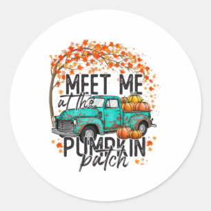 Sticker Rond Rencontrez-Moi Au Citrouille Patch Automne Automne