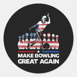 Sticker Rond Rendez le bowling génial à nouveau drôle Trump dra