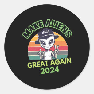 Sticker Rond Rendez les aliens géniaux encore drôle méga Trump