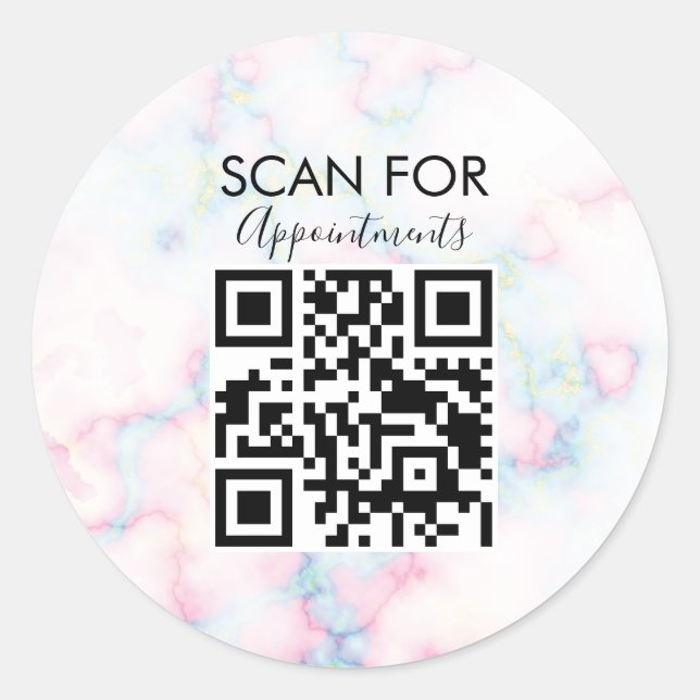 Sticker Rond Rendez-vous au Salon de l'ongle de marbre Code QR (Devant)