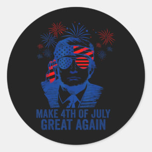Sticker Rond Rendre 4 juillet grand encore Hommes Drapeau améri