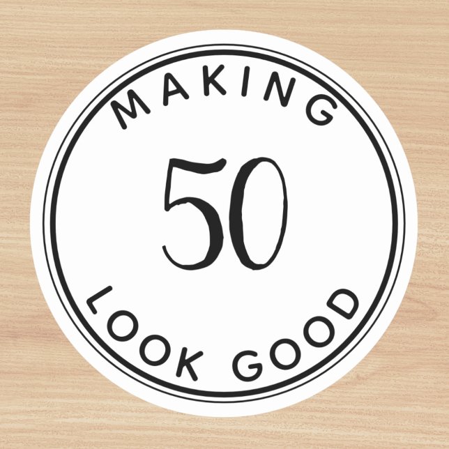 Sticker Rond Rendre 50 beau 50e Anniversaire Classic Ro (50th birthday party stickers)