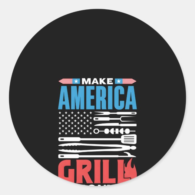 Sticker Rond Rendre America Grill De Nouveau Usa Indépendance 4 (Devant)