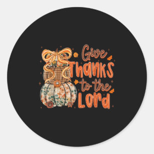 Sticker Rond Rendre Grâce Au Seigneur Automne Croix Chrétienne