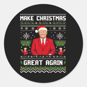 Sticker Rond Rendre Joyeux Noël grand encore Père Noël Trump Da