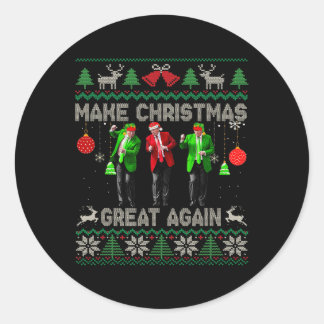 Sticker Rond Rendre la fête à la grandeur Père Noël Trump Dance