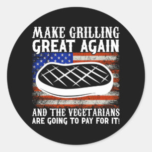 Sticker Rond Rendre la grillade grande à nouveau Usa Trump Bbq
