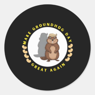 Sticker Rond Rendre la journée de la marmotte à nouveau géniale
