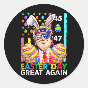 Sticker Rond Rendre la Pâques grande encore amusante Trump Bunn
